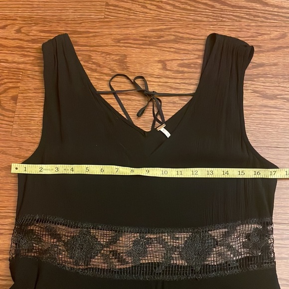 FREE PEOPLE TANK skater summer DRESS. Crochet pierced waist, V back front, sz S - Picture 9 of 12